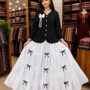 Bow Desing Stylist Skirt And Tops