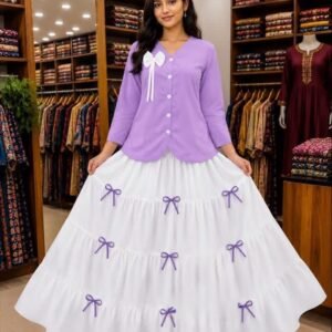 Bow Desing Stylist Skirt And Tops