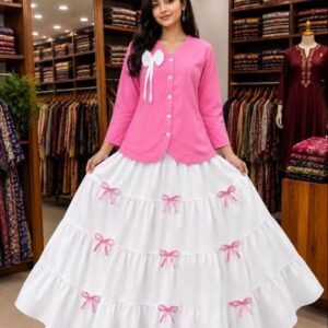 Bow Desing Stylist Skirt And Tops