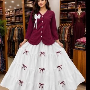 Bow Desing Stylist Skirt And Tops