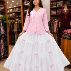 Bow Desing Stylist Skirt And Tops